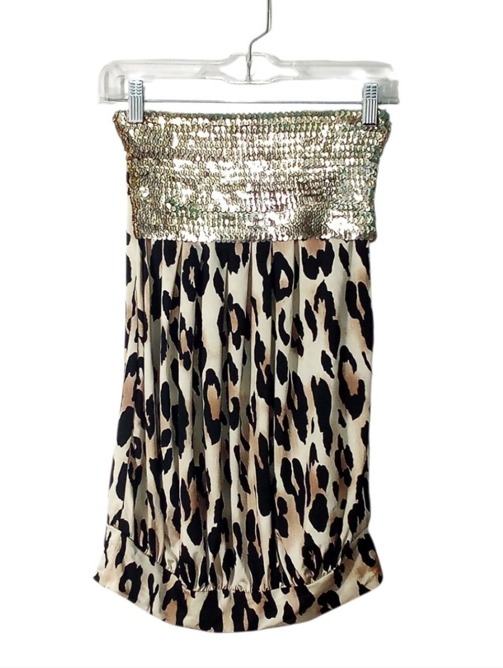 Windsor Gold Sequin Leopard Print Strapless Dress